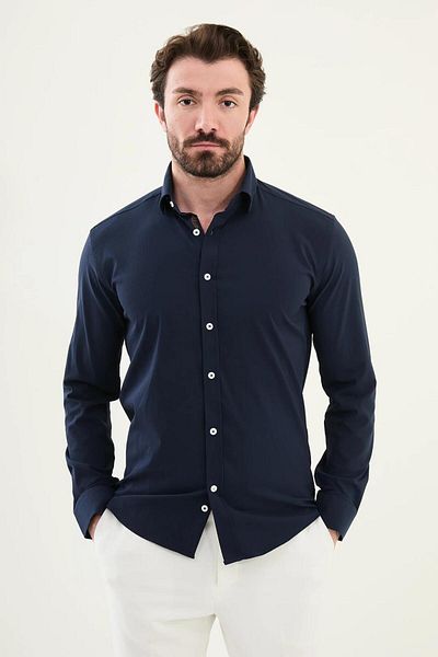 Mcr Ανδρικό πουκάμισο Seersucker Slim Fit Cotton 27081