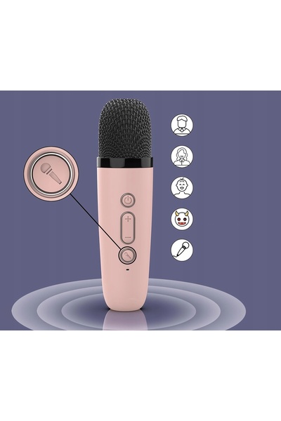 Azaris ZESTAW PRZENOŚNY DO KARAOKE GŁOŚNIK MIKROFONY RÓŻNE GŁOSY DLA DZIECI LED