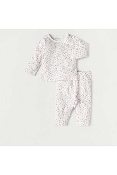 Juniors All-Over Floral Print Cotton T-shirt and Pyjama Set