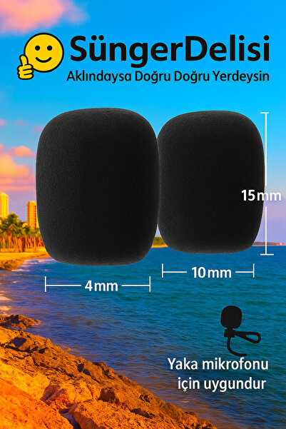 OEM Yaka Mikrofonu Süngeri 2'li – İçerik Üreticileri İçin Net Ses & Rüzgar Koruma (2 Adet)