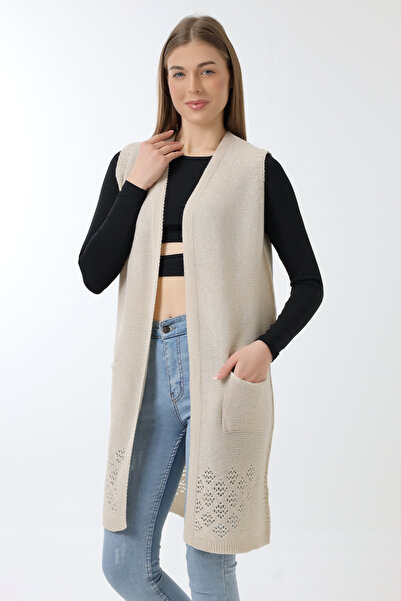 Marvine Γυναικείο πλεκτό γιλέκο με τσέπες