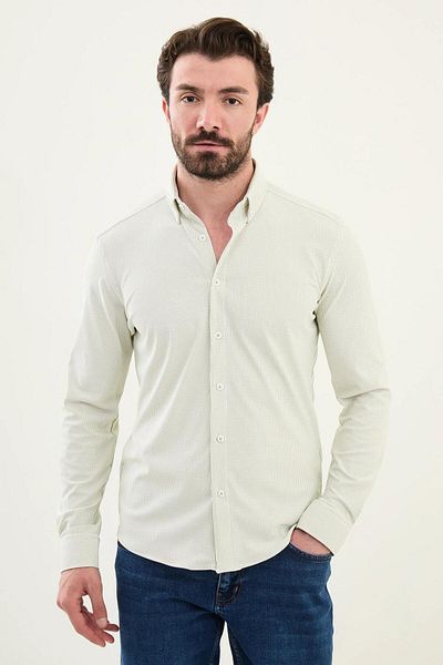Mcr Ανδρικό πουκάμισο με ριγέ Slim Fit Cotton 27075