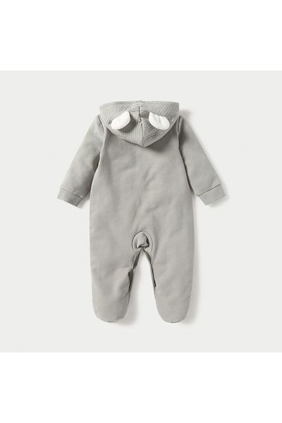 Juniors Ear Applique Hooded Closed Feet Sleepsuit with Button Closure