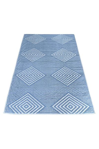 OEM Covor țesut din Bumbac, albastru, 80x300 cm, CBB126