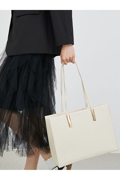 Styli Plain Tote Bag with Zip Closure