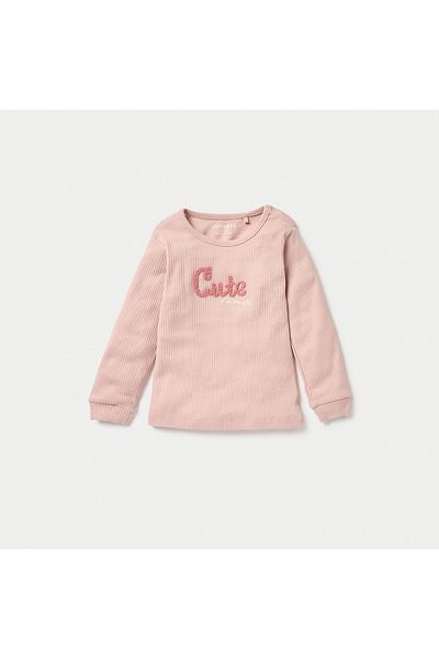 Juniors Textured Long Sleeve T-shirt and Pyjama Set