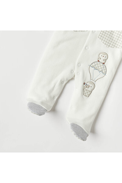 Juniors Penguin Embroidered Sleepsuit with Bow Detail and Long Sleeves