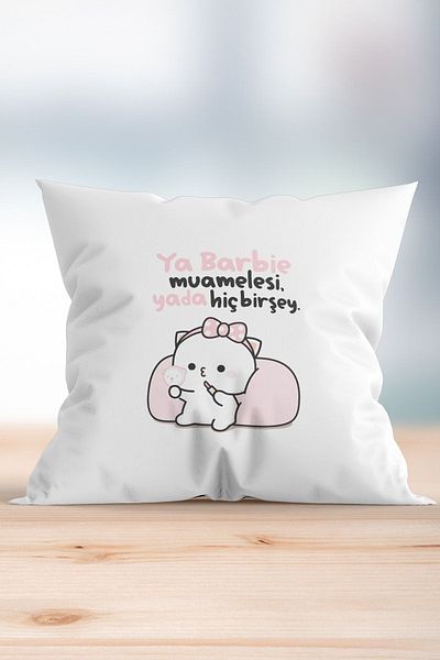 ÇELİKLER HEDİYE Yes Barbie Challenge or Nothing Printed Pillow