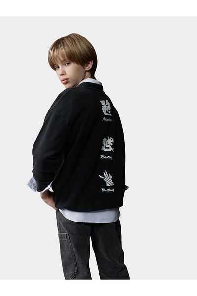 DeFacto Boys Oversize Fit Back Printed Washed Faded Effect Sweatshirt