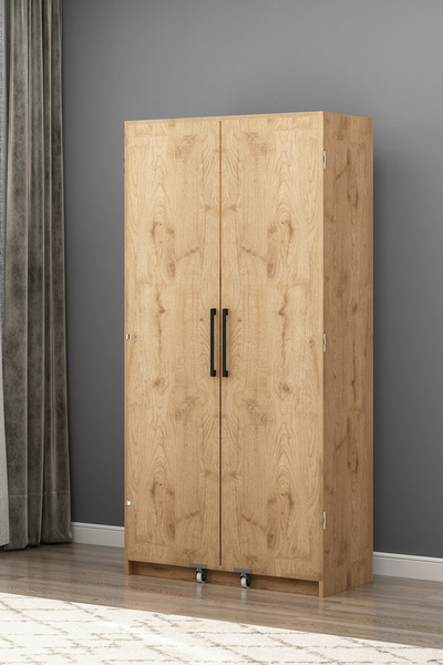 Eymense Serra Tam Açılır 2 Kapaklı Erzak Dolabı Çok Amaçlı Dolap Meşe