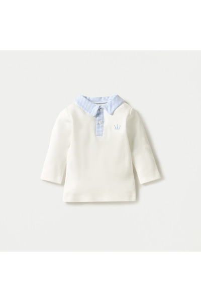 giggles Collared Long Sleeves T-shirt and Striped Pyjama Set