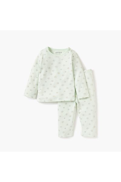 Juniors Floral Print T-shirt with Pyjama - Set of 2