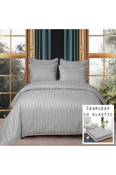 Patul Damask Linen, Fitted Sheet, Sulphur, 2 Persons, Double Bed, 6 Pieces