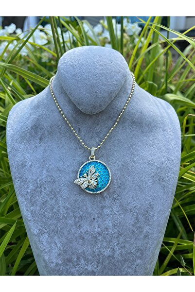 Çelik قلادة من الحجر الأزرق مع شكل نحلة ونمط قرص العسل