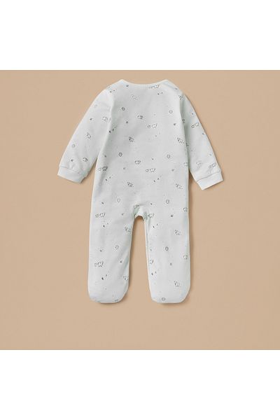 Juniors Sheep Print Closed Feet Sleepsuit with Snap Button Closure