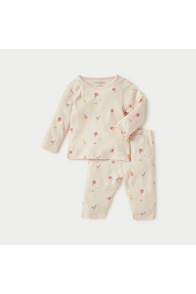 Juniors All-Over Floral Print T-shirt and Pyjama Set