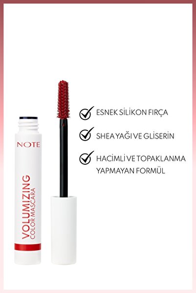 NOTE Volumizing Color Hacim ve Uzatma Etkili Renkli Tubing Maskara - Kırmızı