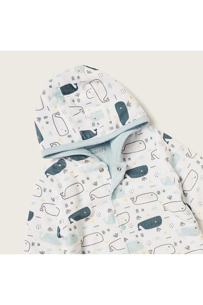 Juniors Printed Sleepsuit with Hood and Long Sleeves