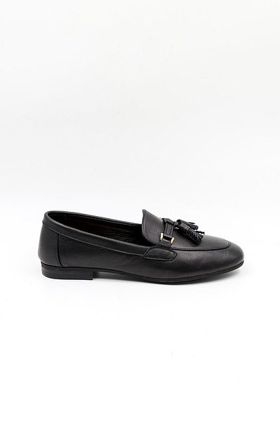 Venüs Women's Genuine Leather Buckle Detailed Loafer Casual Shoes Vn023025Y Black