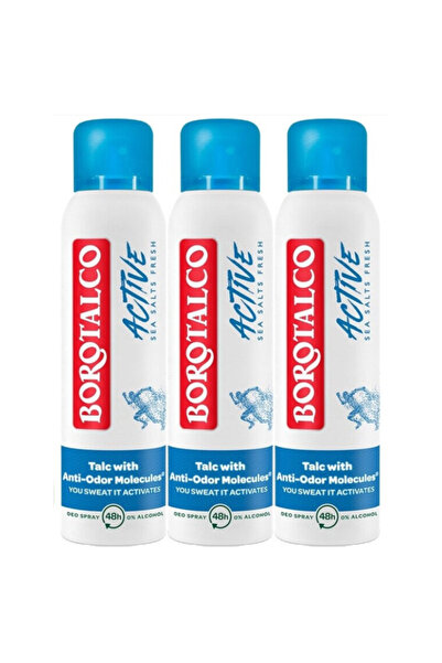 Borotalco : 3 x Antiperspirant Spray Active Sea Salts Fresh, 150 ml