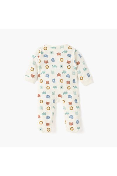 Juniors Animal Print Closed Feet Sleepsuit with Long Sleeves