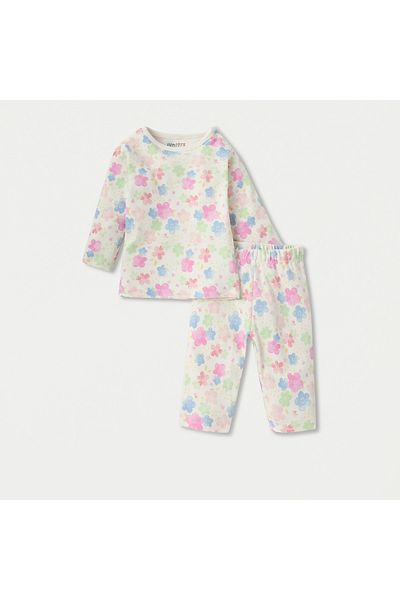 Juniors Floral Print Long Sleeves T-shirt and Pyjama Set