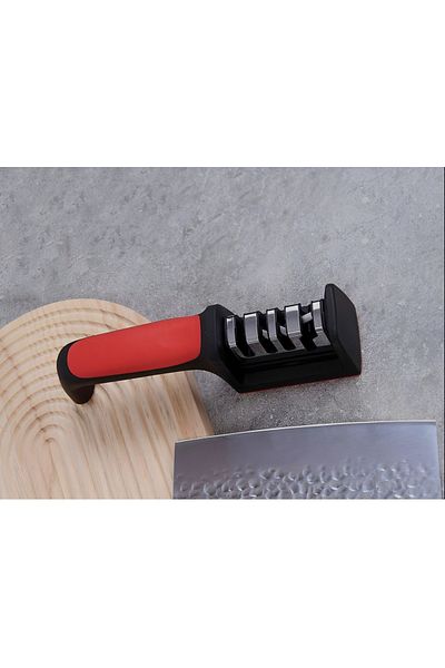 MOAWAVE Professional 4-speed knife sharpener, stainless steel and ABS material, black with red color