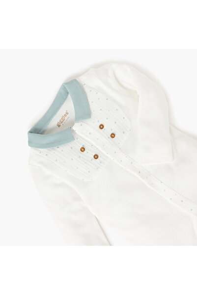 giggles Collared Neckline Sleepsuit with Button Closure