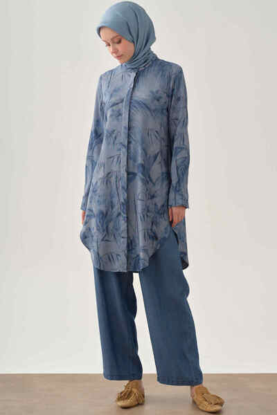 Tuğba Bel Lastikli Pantolon - İndigo