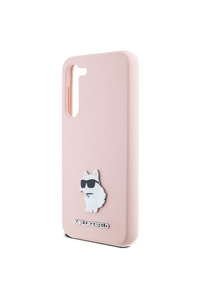 Karl Lagerfeld Carcasă pentru Samsung Galaxy S23 Plus - Karl Lagerfeld Silicon Premium - Pin metalic Choupette roz