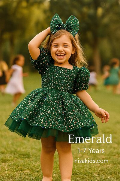 Nissa Green Stone Girl's Evening Dress