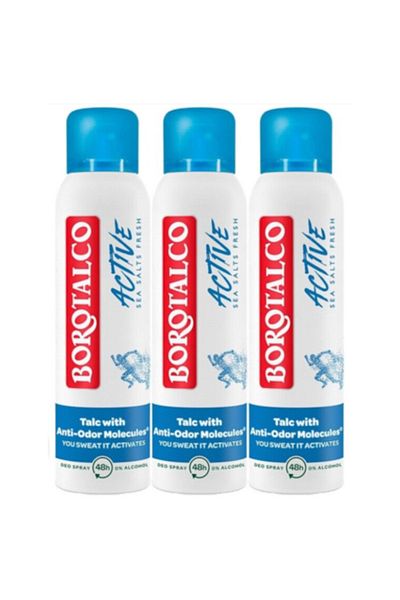 Borotalco : 3 x Antiperspirant Spray Active Sea Salts Fresh, 150 ml