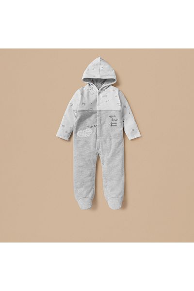 Juniors Sheep Print Hooded Sleepsuit with Snap Button Closure