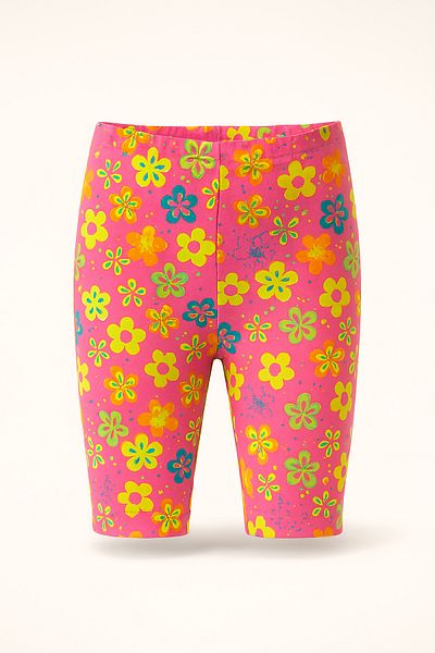 HNX Colorful Girl's Short Leggings with Flower Pattern