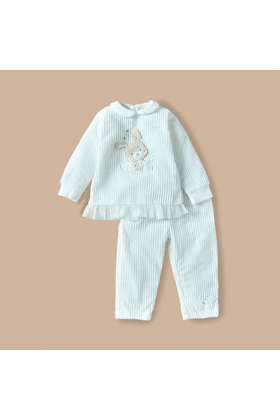 giggles Bunny Applique Frill Detail T-shirt and Elasticated Pyjama Set