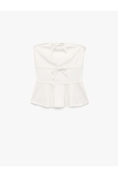 Koton Αμάνικη μπλούζα με στράπλες λαιμόκοψη Peplum Flounced