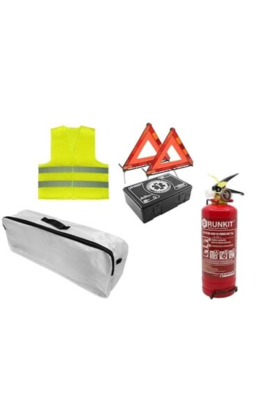 Nabi Market Trusă de siguranță auto, geantă albă, stingător reîncărcabil, tru...