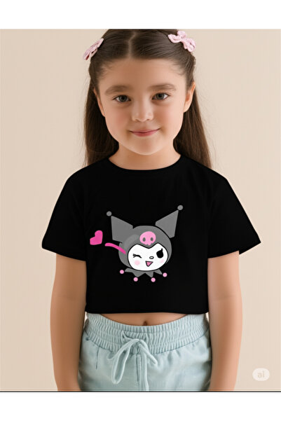 AEMİ Παιδικό μπλουζάκι Kuromi με στάμπα 100% βαμβακερό ασπρόμαυρο