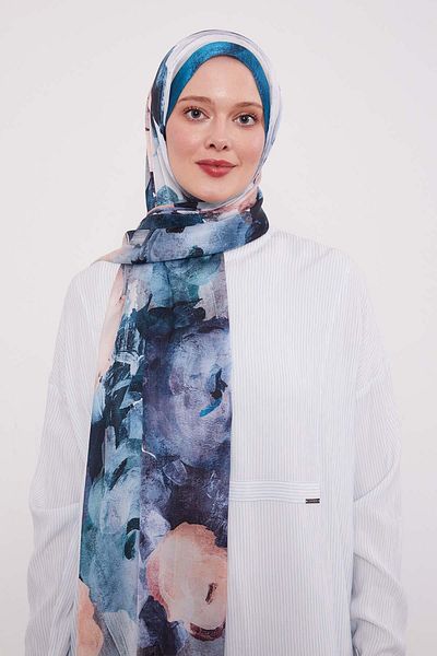 Levidor Abstract Flower Pattern Indian Silk Shawl
