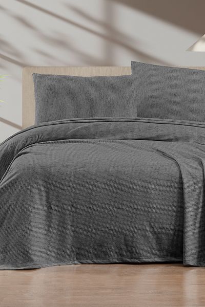 Noctiluca Crushed Textured 100% Cotton Pique Bedspread |   Breathable Sweatproof Summer Seasonal Cover
