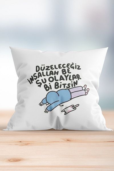 ÇELİKLER HEDİYE Let's Fix It God Will Be These Events Bi Bits Printed Pillow