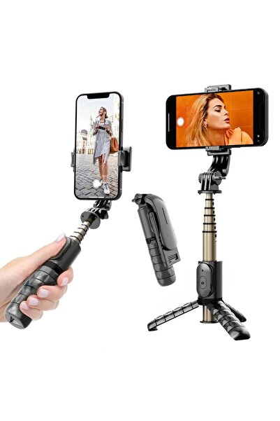 Techsuit Stick selfie cu trepied și telecomandă, 68 cm, mini - (Q10) - negru