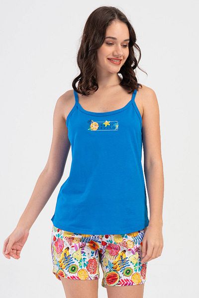 VİENETTA Cotton Women's String Strap Shorts Pajama Set, 408199