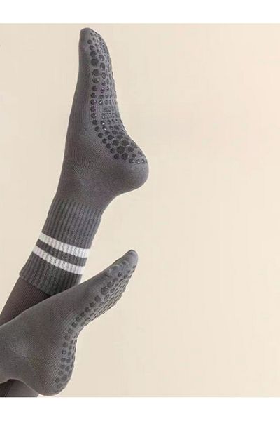 Styli Double Stripe Silicon Pad Base Crew Yoga Socks
