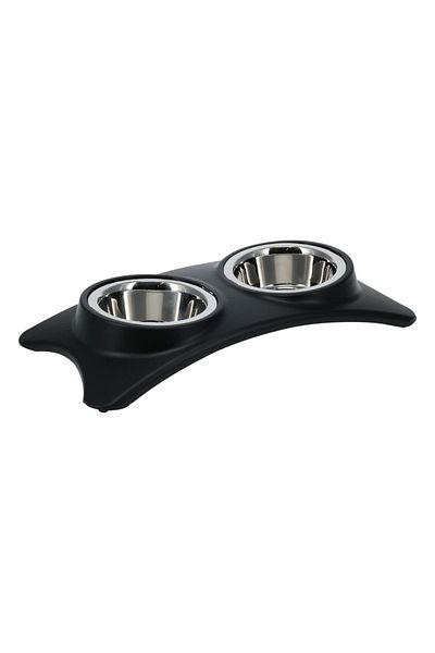 Gift Design Set de boluri pentru hrană și apă pentru animale, 2 boluri din oțel inoxidabil, suport PP, 36x18x5 cm, 240 g