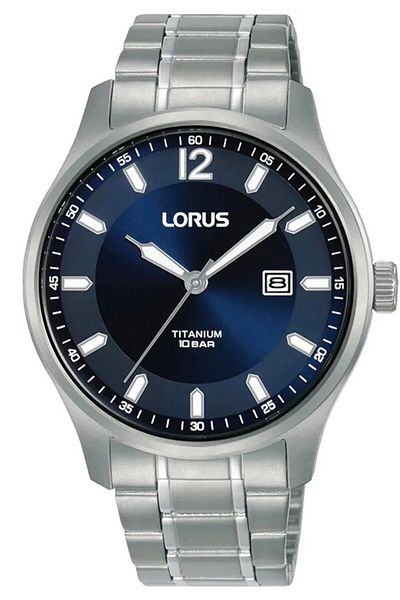 Lorus Rh997Qx9 Quartz Titanium Gray Navy Blue Dial 10 Atm 40 mm Men's Wrist Watch
