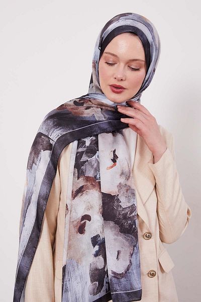 Levidor Abstract Flower Pattern Indian Silk Shawl