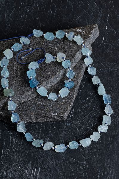 OSMANLI DOĞAL TAŞ Certified Aquamarine Natural Stone Set