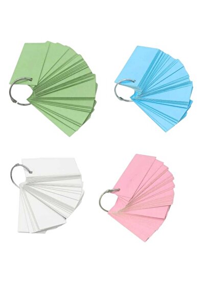 Copyder Verde, Albastru, Roz, Alb Set Metal Ring carduri cu cuvinte 40 buc 4 ...