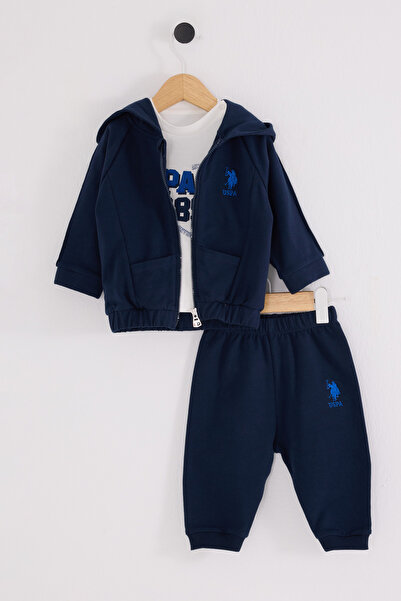 U.S. Polo Assn. Lisanslı Erkek Bebek Alt Üst 3 Parça Takım